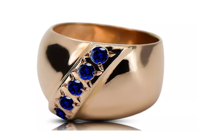 Szafir Oryginalny wyrób Vintage 14k z różowego złota Pierścionek Vintage Biżuteria vrc036r